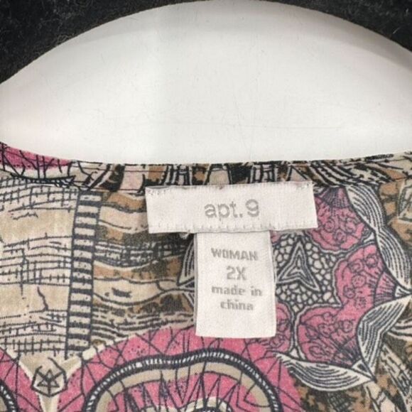 Apt 9 Floral Blouse Embroidered V Neck Long Sleeve Paisley Sheer Boho Size 2X - Picture 3 of 12